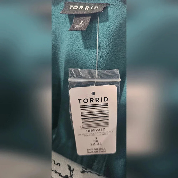 Torrid Women's Green Tunic Blouse Split V-Neck Curve Size 3 (3XL) NWT - Picture 7 of 12